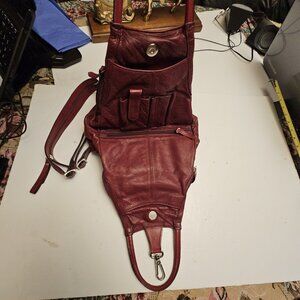 The Trend Italy Burgundy Leather Convertible Backpack Sling